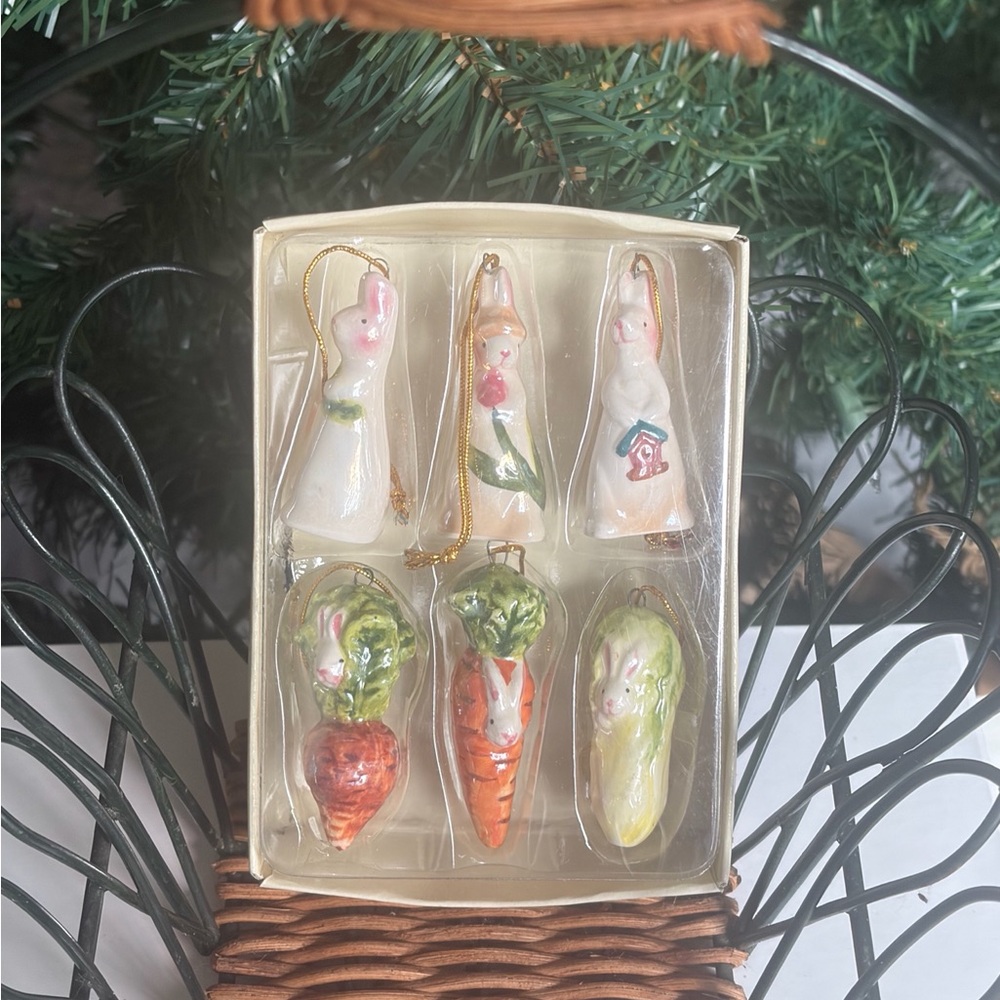 Never Opened Whimsical Ceramic Bunny Set By MSI Easter Collection